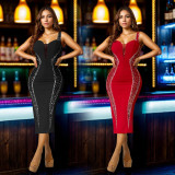 Sexy Sling Hot Dril Midi Dress BY-7070