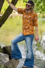 Men's Plus Size High Waisted Vintage Big Flare Jeans GDMY-2010