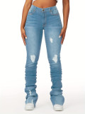 High Waisted Stacked Denim Flare Pants GDMY-CK3030