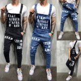 Men's Plus Size Letter Print Back Pants Jumpsuit GDMY-7262