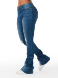 High Waisted Stacked Denim Flare Pants GDMY-CK3030