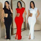 Solid Color Sleeveless Deep V Neck Maxi Dress BY-C7061