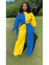 Plus Size Contrast Color Patchwork 2 Piece Pants Sets  SMD-2046