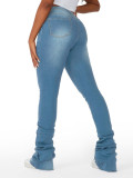 High Waisted Stacked Denim Flare Pants GDMY-CK3030