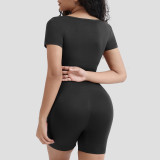 Solid Color Short Sleeve Shapewear Romper  GMDI-32197