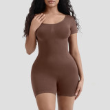 Solid Color Short Sleeve Shapewear Romper  GMDI-32197