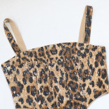 Leopard Print Irregular Tops And Skirt Suit CYA-901477