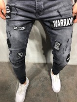 Men's Plus Size Skinny Letter Patch Pencil Jeans  GDMY-818