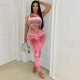 Fashion Hot Drill Warp Chest Two Piece Pants Set CYA-901463