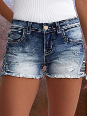 Fashion Embroidered Holes Denim Shorts GDMY-G157