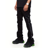 Men's Appliqued Denim Stacked Wide-leg Pants GDMY-3013