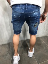 Men's Plus Size Print Holes Washed 5 Point Jean GDMY-1912