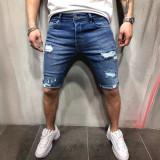 Men's Plus Size Rolled Hem Ripped Five-point Jeans GDMY-1908
