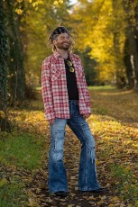 Men's Plus Size Washed Loose Flare Jeans GDMY-2008