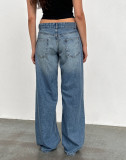 Washed Loose Solid Color Straight Jeans GDMY-12154