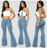 Fashion Solid Color Denim Flare Back Pants GDMY-LF003