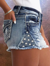 Fashion Embroidered Holes Denim Shorts GDMY-G157