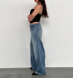 Washed Loose Solid Color Straight Jeans GDMY-12154