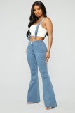 Fashion Solid Color Denim Flare Back Pants GDMY-LF003