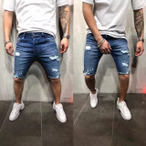 Men's Plus Size Rolled Hem Ripped Five-point Jeans GDMY-1908