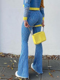 High Waist Stripe Print Flare Jeans GDMY-G10001