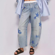 Vintage Embroidered Loose Wide Leg Jeans GDMY-16849