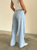Washed Loose Solid Color Straight Jeans GDMY-12154