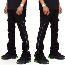 Men's Appliqued Denim Stacked Wide-leg Pants GDMY-3013