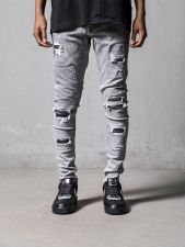Men's Denim Holes Washed Tight Jeans GDMY-MGDD38