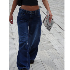 Solid Color Washed Wide Leg Jeans GDMY-12176