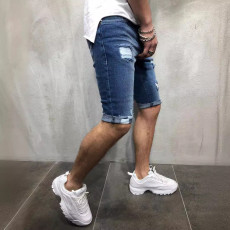 Men's Plus Size Rolled Hem Ripped Five-point Jeans GDMY-1908
