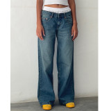 Solid Color Washed Wide Leg Jeans GDMY-12176