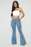 Fashion Solid Color Denim Flare Back Pants GDMY-LF003