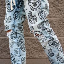 Men's Fashion Print Holes Straight Jeans GDMY-2018