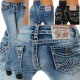 High-waisted Embroidered Straight Jeans  GDMY-8081