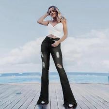 High Waist Holes Slim Micro Flare Jeans GDMY-LF006