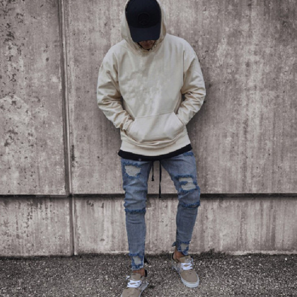Men's Fashion Holes Zipper Pencil Jeans GDMY-1062
