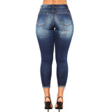 Holes Skinny Fashion Nine-point Jeans GDMY-6819