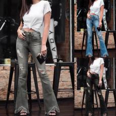 High Waist Holes Slim Micro Flare Jeans GDMY-LF006