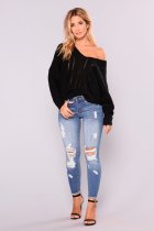 Holes Skinny Fashion Nine-point Jeans GDMY-6819
