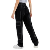 Solid Color Draped Loose High Waist Jeans GDMY-ZT008