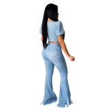 Fashion Tassel Holes Big Flare Jeans GDMY-020