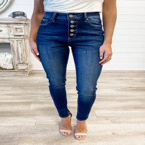 Black Single Breasted High Waist Jeans GDMY-1673