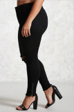 Plus Size Fashion Black Holes Pencil Jeans GDMY-101