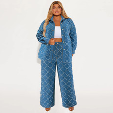 Plus Size Cardigan Tassel Long Sleeve Pants Suit GDAM-218552
