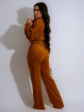 Long Sleeve Lapel Zipper Two Piece Pants Set SFY-TW575