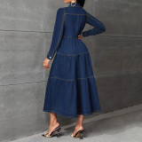 Long Sleeve Denim Cardigan Long Dress GDAM-218620