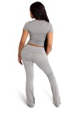 Casual Solid Color Short Sleeve Two Piece Pants Set YD-8816