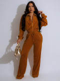 Long Sleeve Lapel Zipper Two Piece Pants Set SFY-TW575