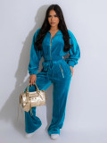 Long Sleeve Lapel Zipper Two Piece Pants Set SFY-TW575